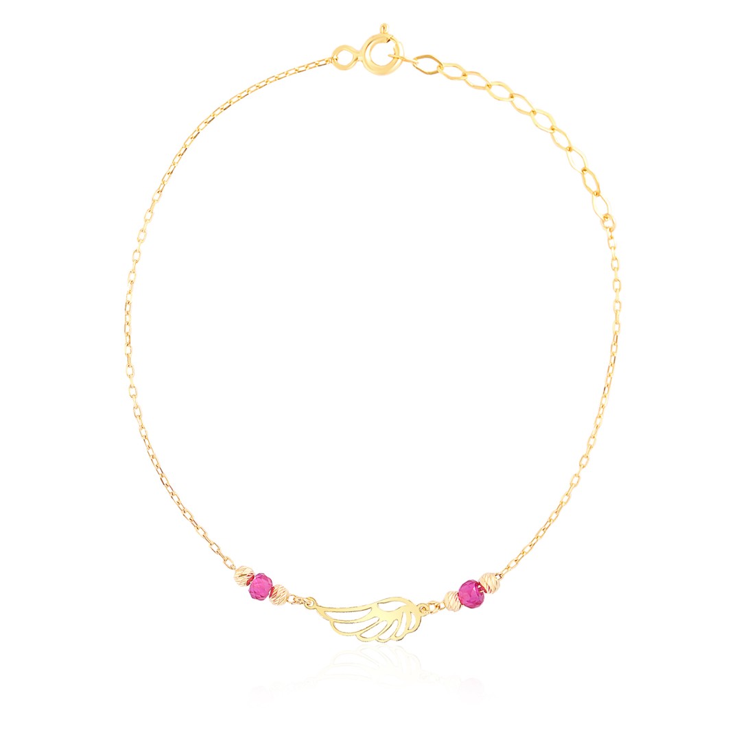 14 Ayar Sarı Altın Kanat Figürlü Taşlı Bileklik